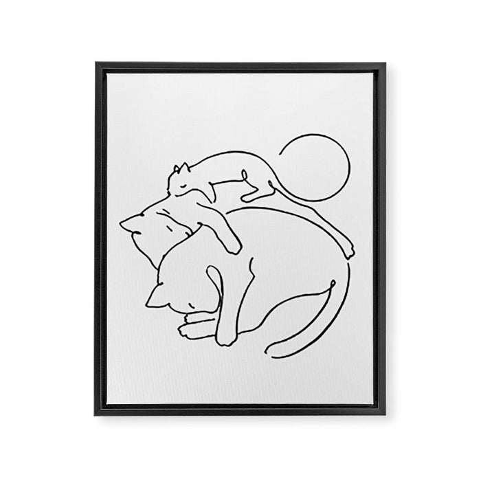 Cats line art 1 Framed Canvas Print Gallery Image 1