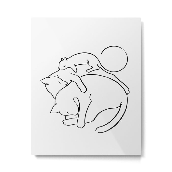 Cats line art 1 Metal Print Gallery Image 1