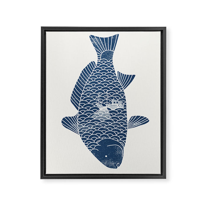 Fishing in a fish 2 Framed Canvas Print Gallery Image 1