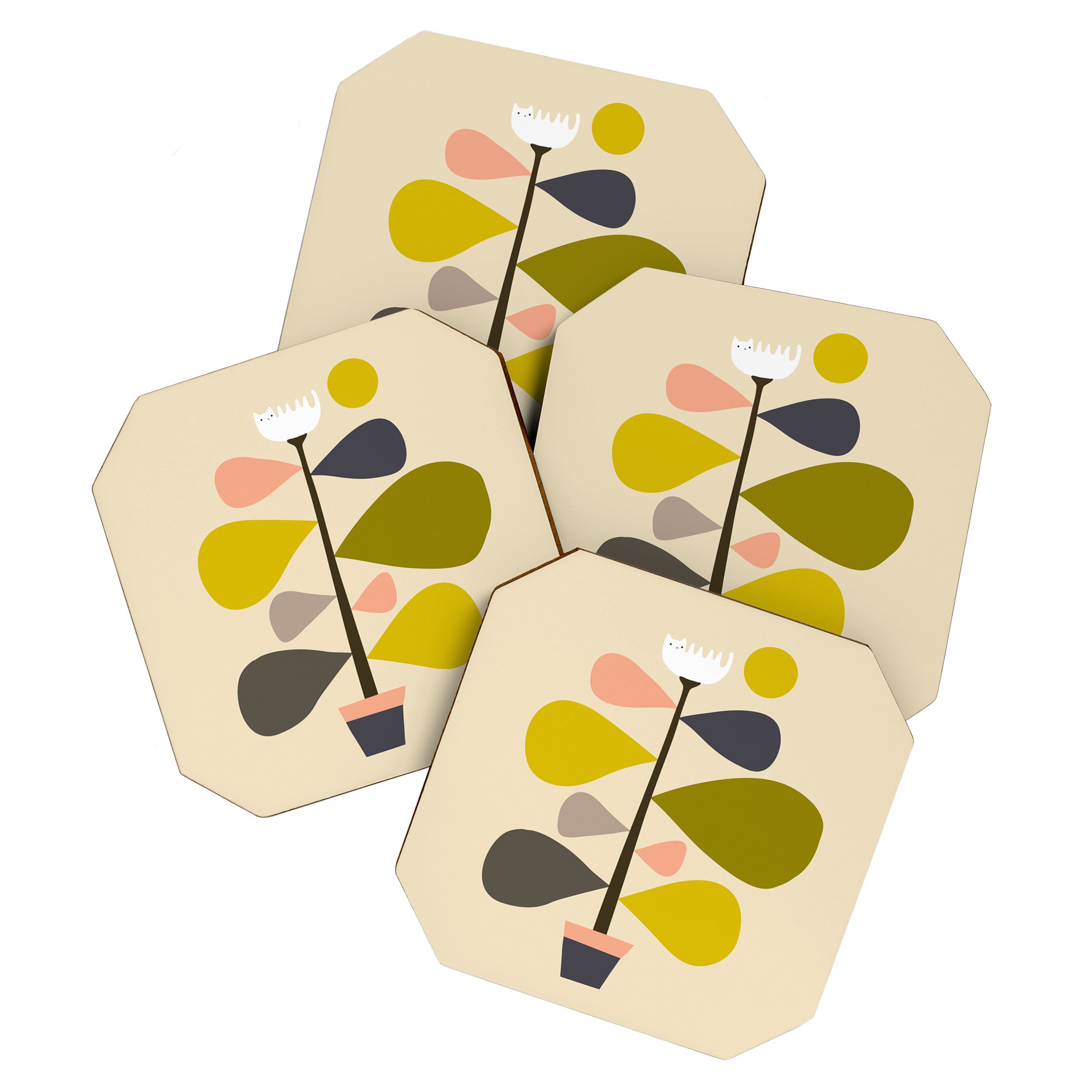 Flower Cat Plants Coaster Gallery Image 1