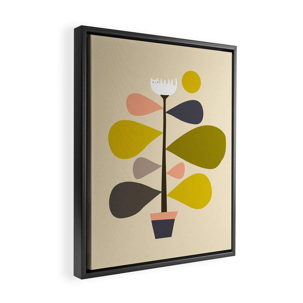 Flower Cat Plants Framed Canvas Print Gallery Image 2