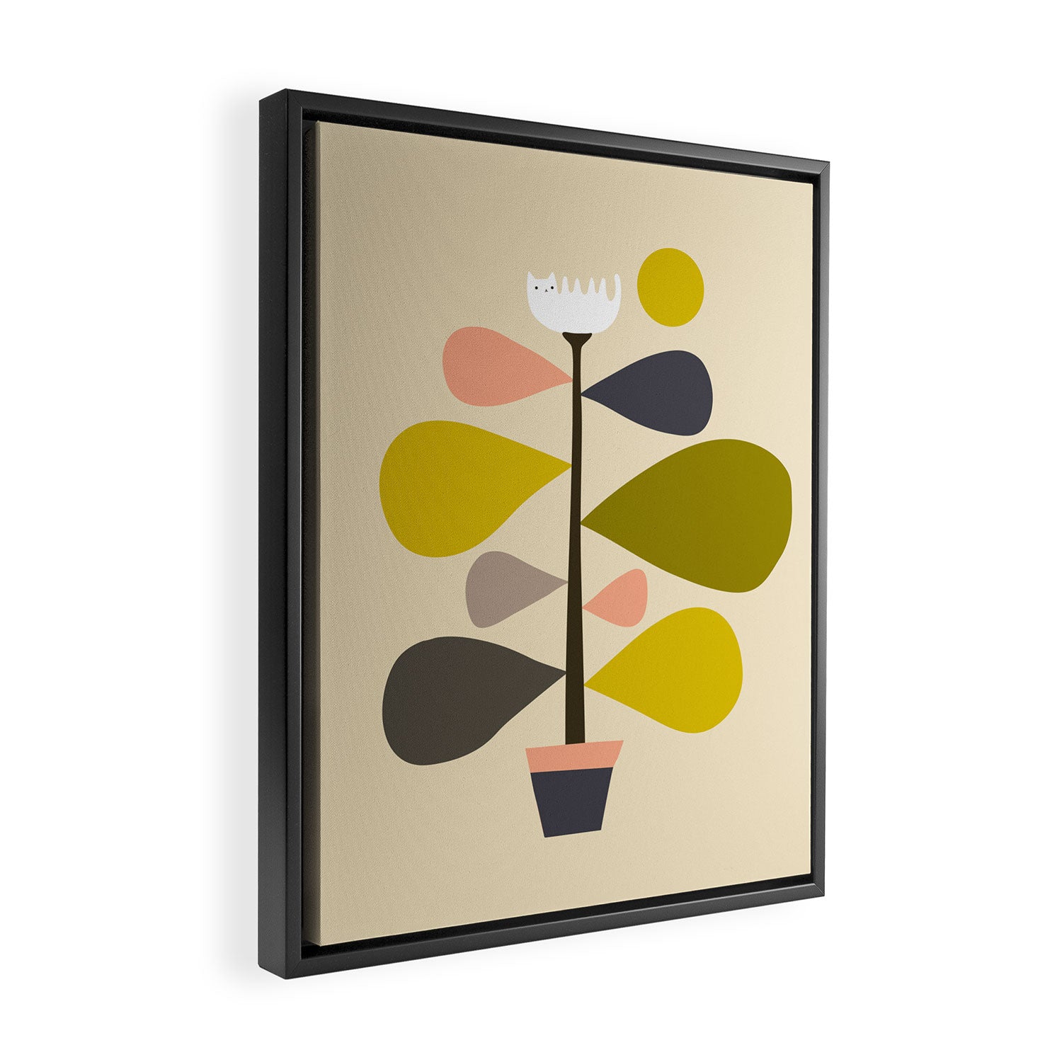 Flower Cat Plants Framed Canvas Print Gallery Image 2