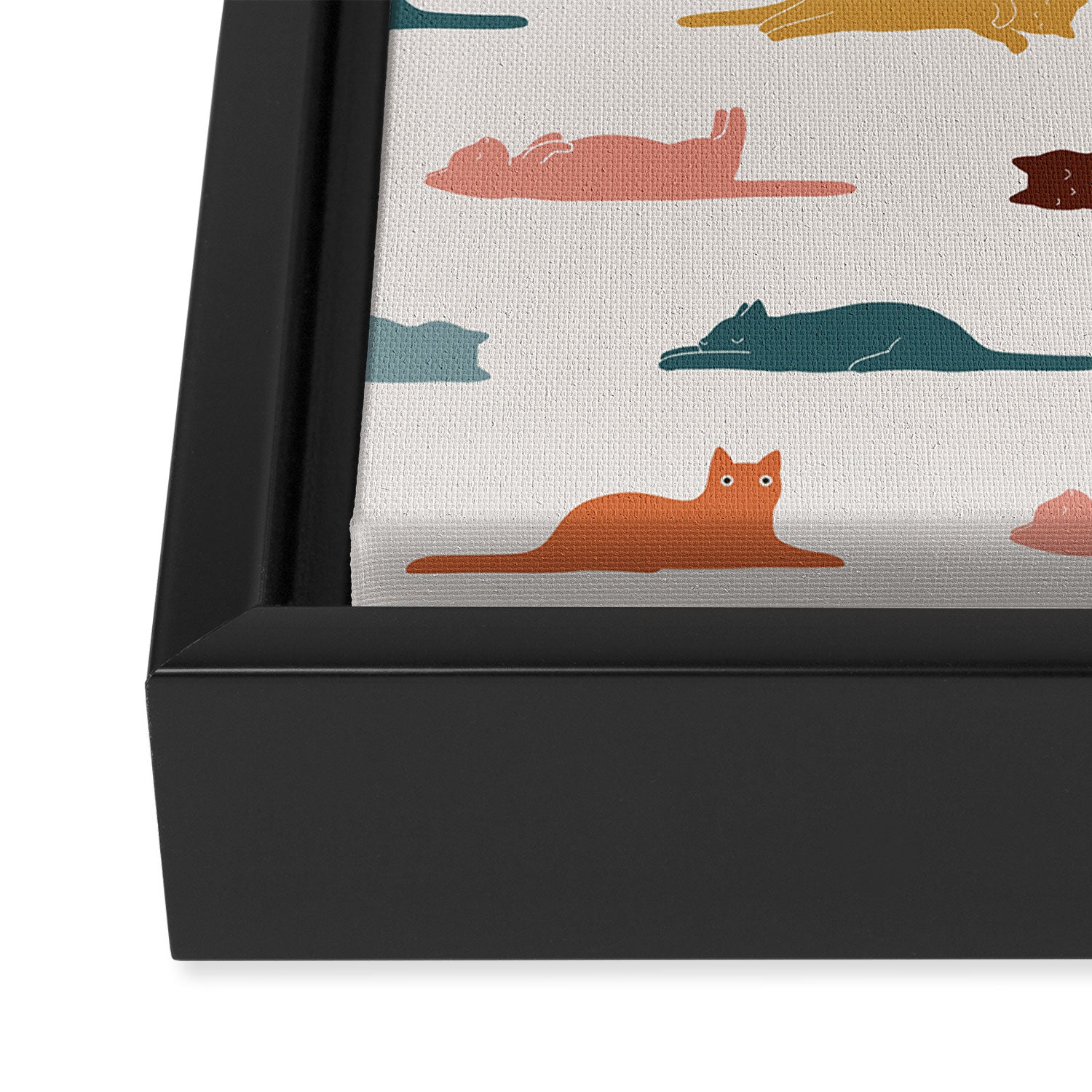 Lazy Cat Pattern Framed Canvas Print Gallery Image 3
