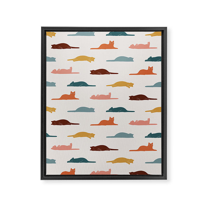 Lazy Cat Pattern Framed Canvas Print Gallery Image 6