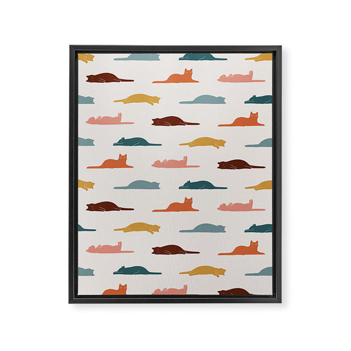 Lazy Cat Pattern Framed Canvas Print Gallery Image 1