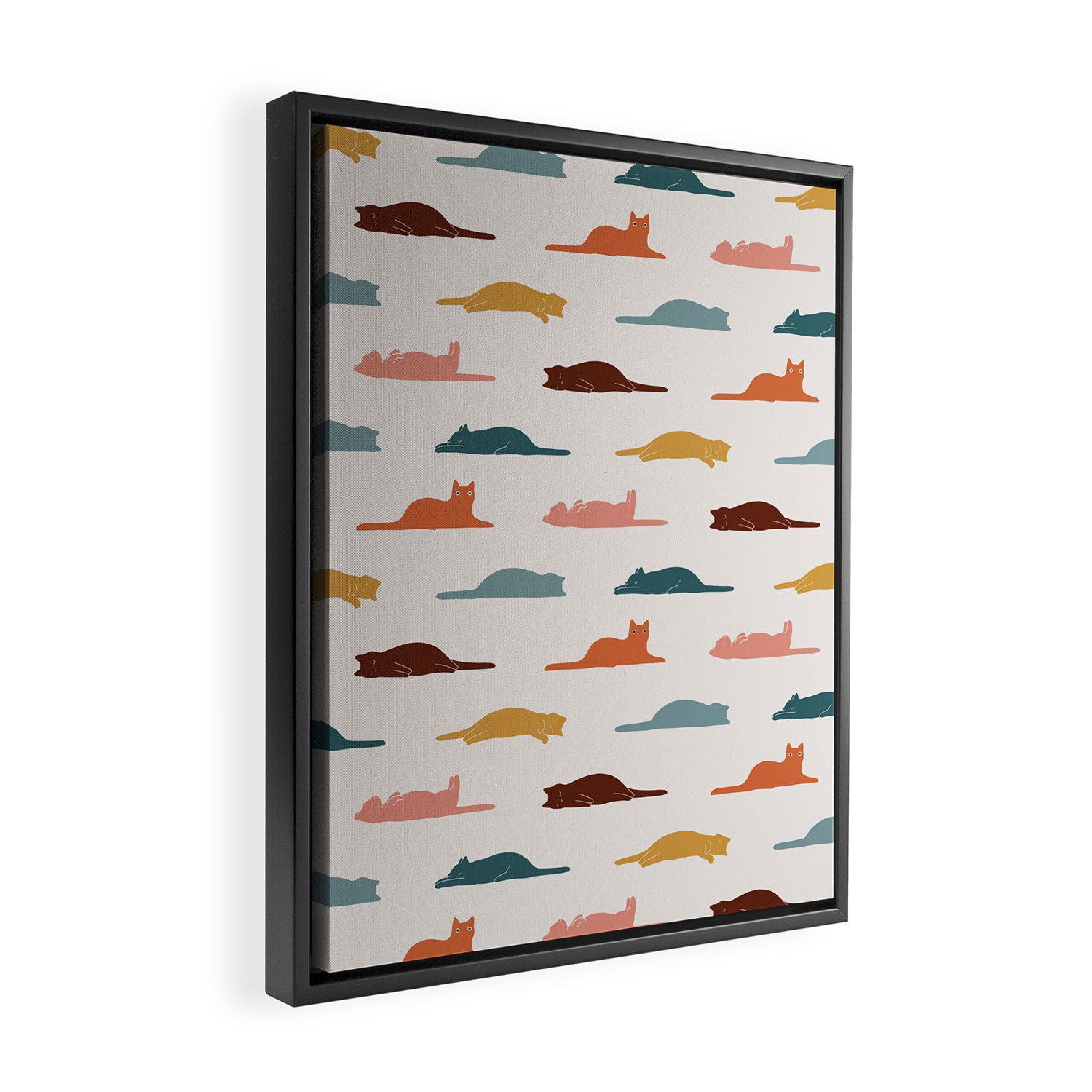 Lazy Cat Pattern Framed Canvas Print Gallery Image 2