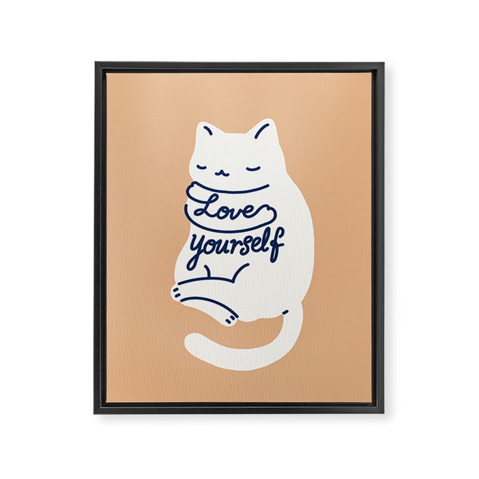 Love Yourself Cat Framed Canvas Print Gallery Image 1