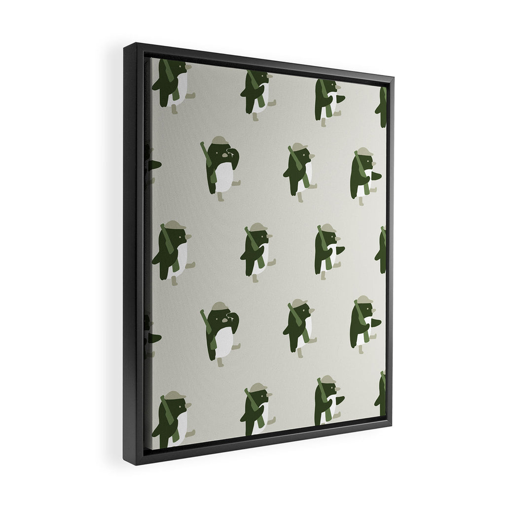 March of the Penguins pattern Framed Canvas Print Gallery Image 2
