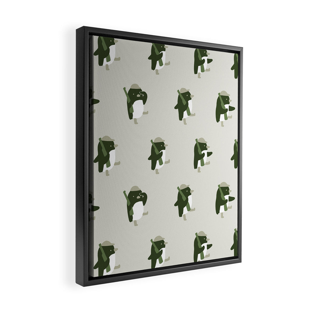 March of the Penguins pattern Framed Canvas Print Gallery Image 2