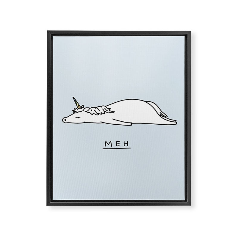 Meh Unicorn Framed Canvas Print Gallery Image 8