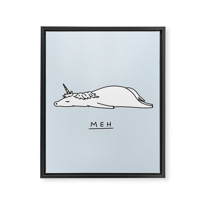Meh Unicorn Framed Canvas Print Gallery Image 1