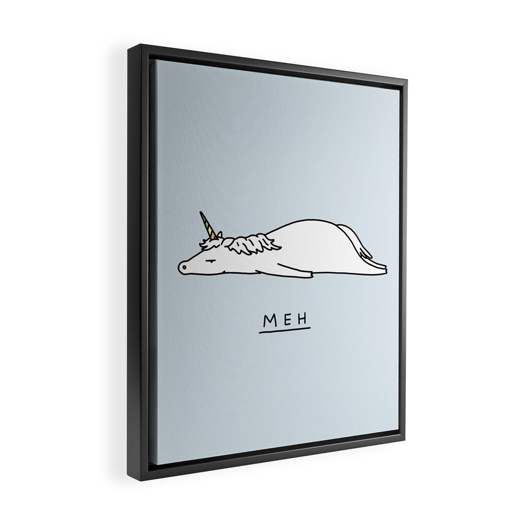 Meh Unicorn Framed Canvas Print Gallery Image 2