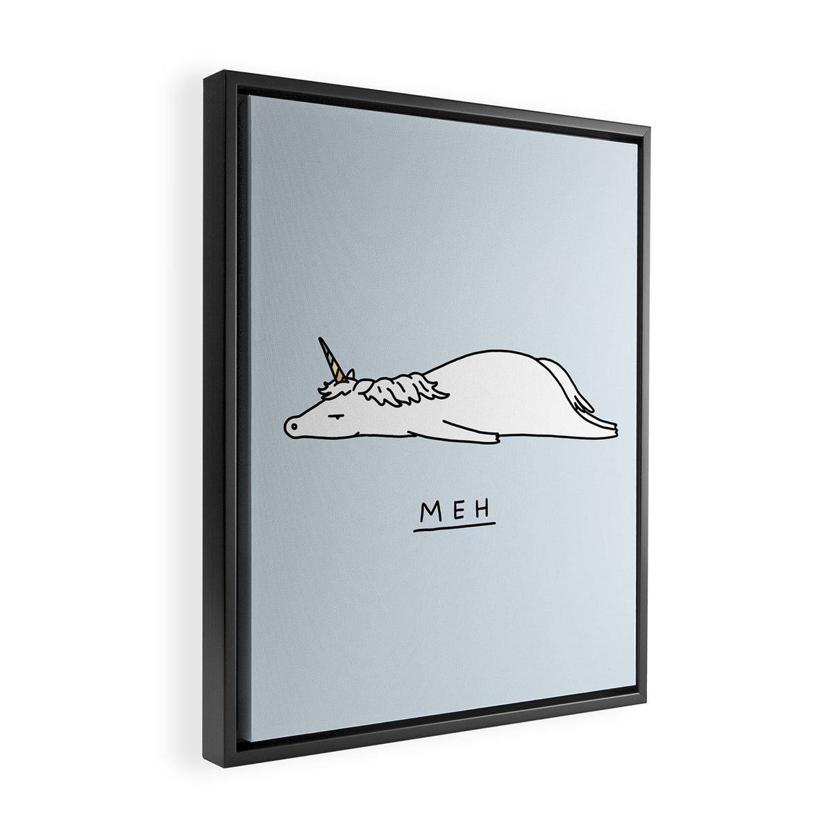 Meh Unicorn Framed Canvas Print Gallery Image 2