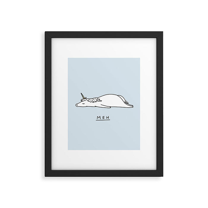 Meh Unicorn Framed Art Print Gallery Image 1