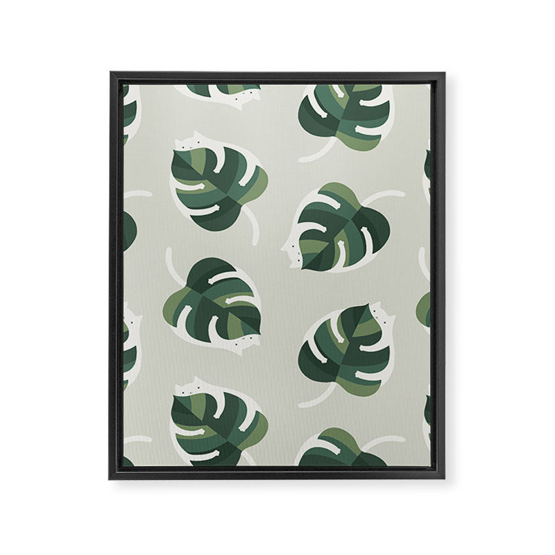 Monstera Cat pattern 1 Framed Canvas Print Gallery Image 8