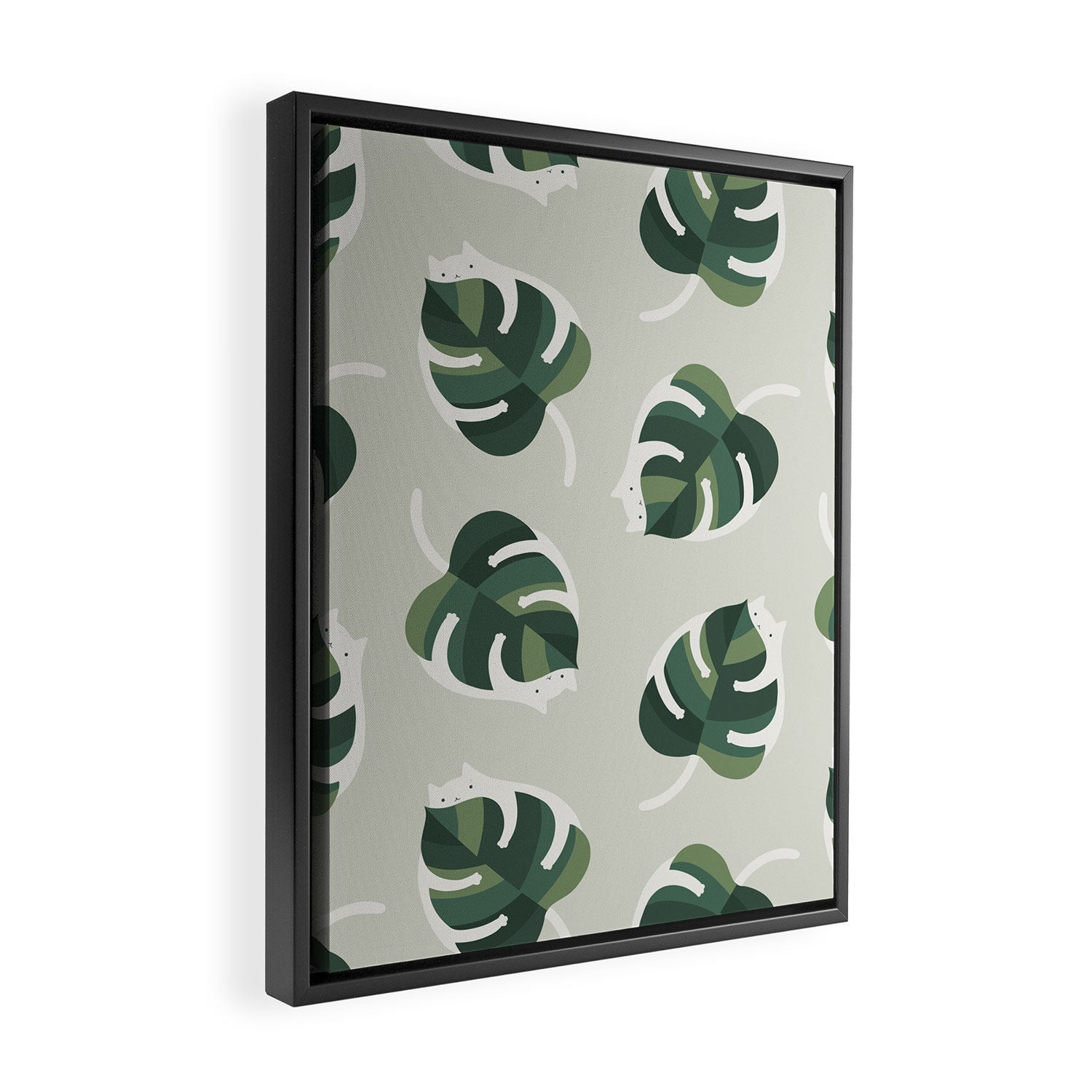 Monstera Cat pattern 1 Framed Canvas Print Gallery Image 2