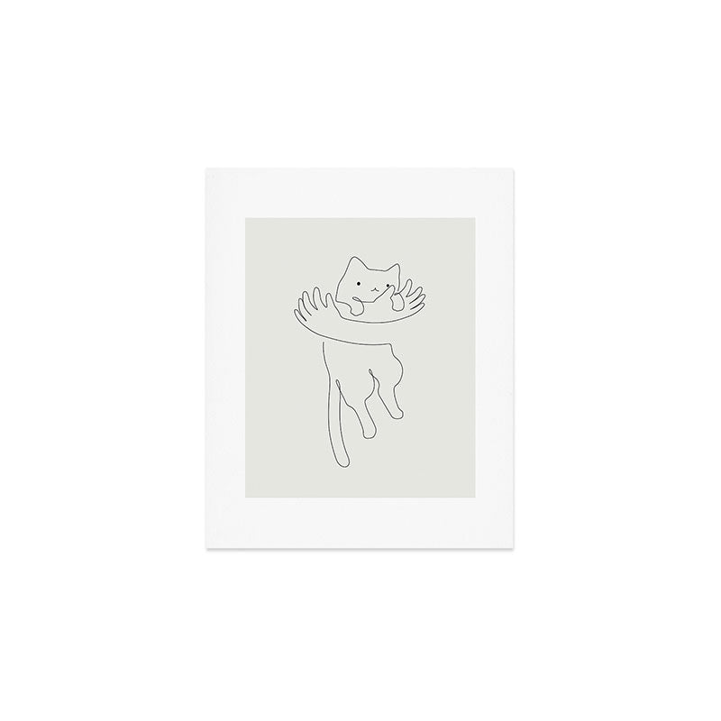 One Line Cat 2: Hug Art Print Gallery Image 1