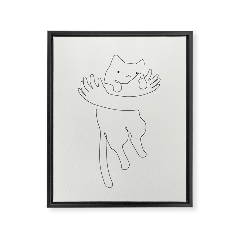 One Line Cat 2: Hug Framed Canvas Print Gallery Image 6