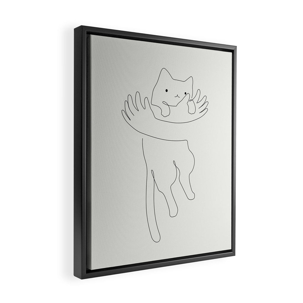 One Line Cat 2: Hug Framed Canvas Print Gallery Image 2