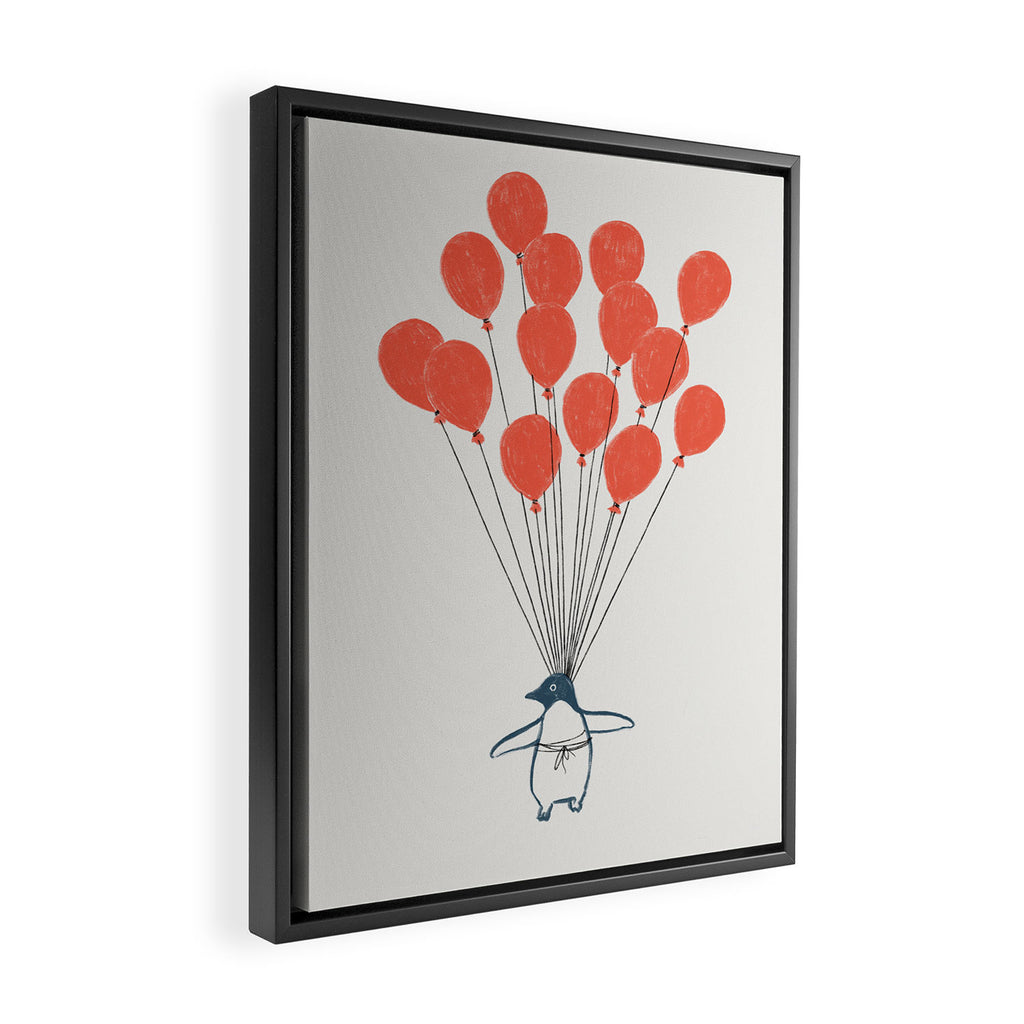Penguin Balloons Framed Canvas Print Gallery Image 2