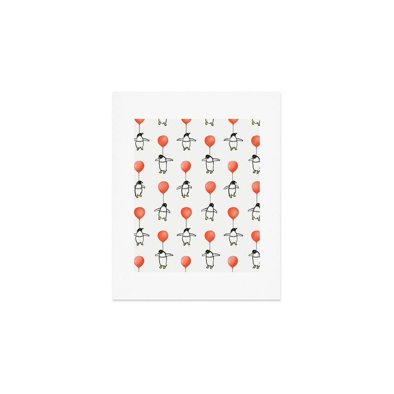 Penguin Balloons Pattern Art Print Gallery Image 1