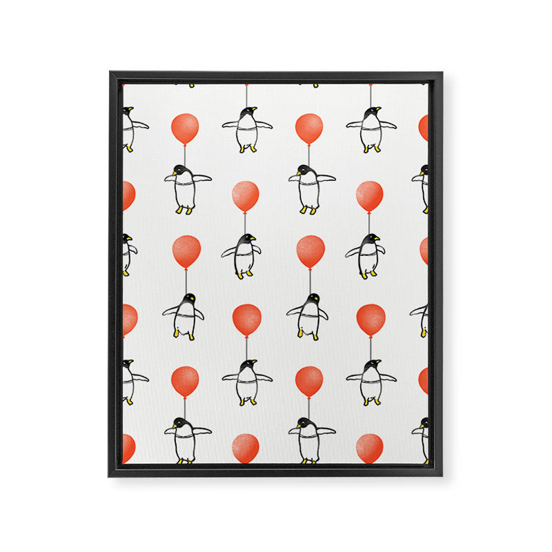 Penguin Balloons Pattern Framed Canvas Print Gallery Image 8