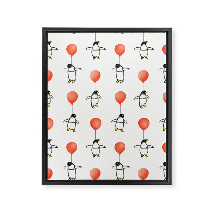 Penguin Balloons Pattern Framed Canvas Print Gallery Image 1