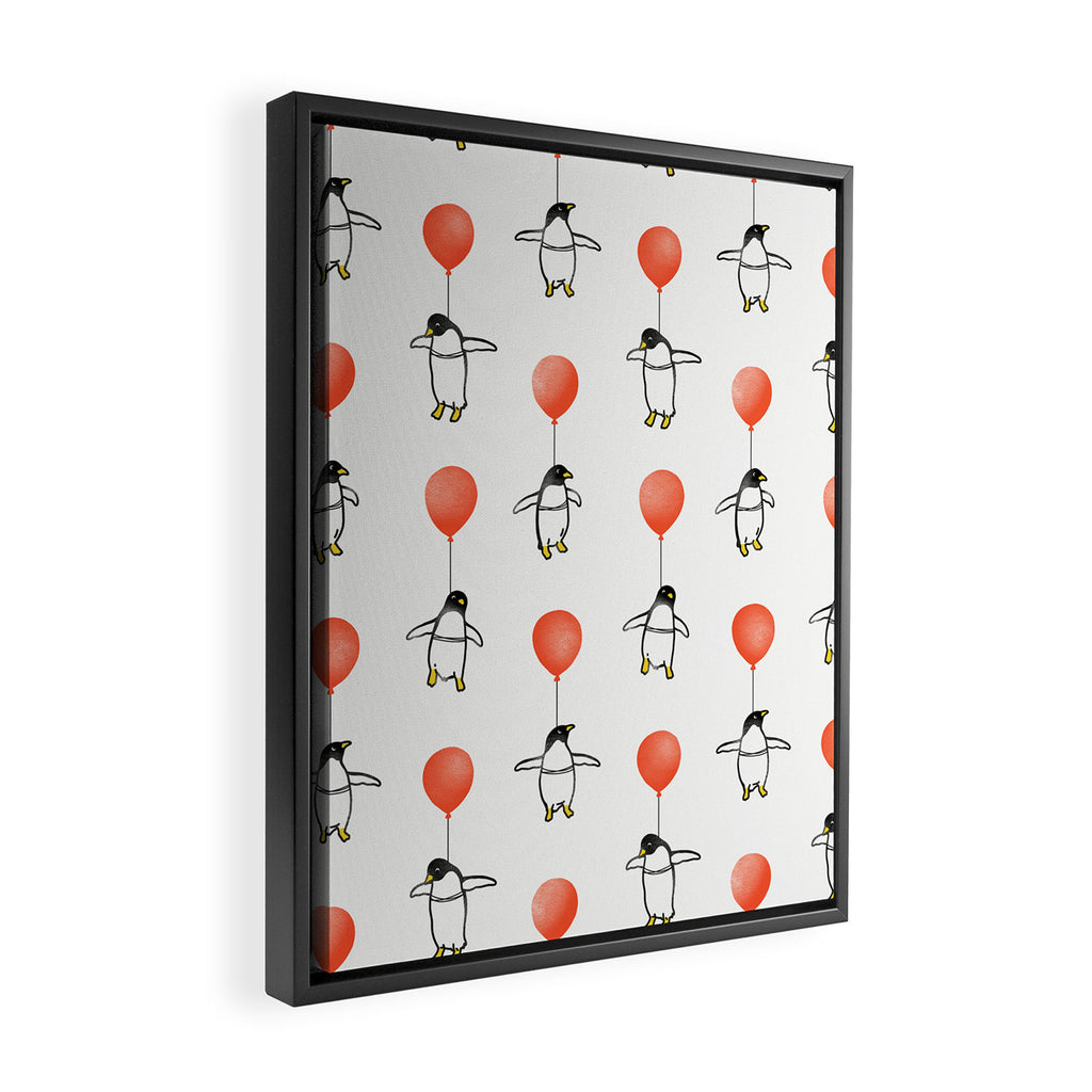 Penguin Balloons Pattern Framed Canvas Print Gallery Image 2