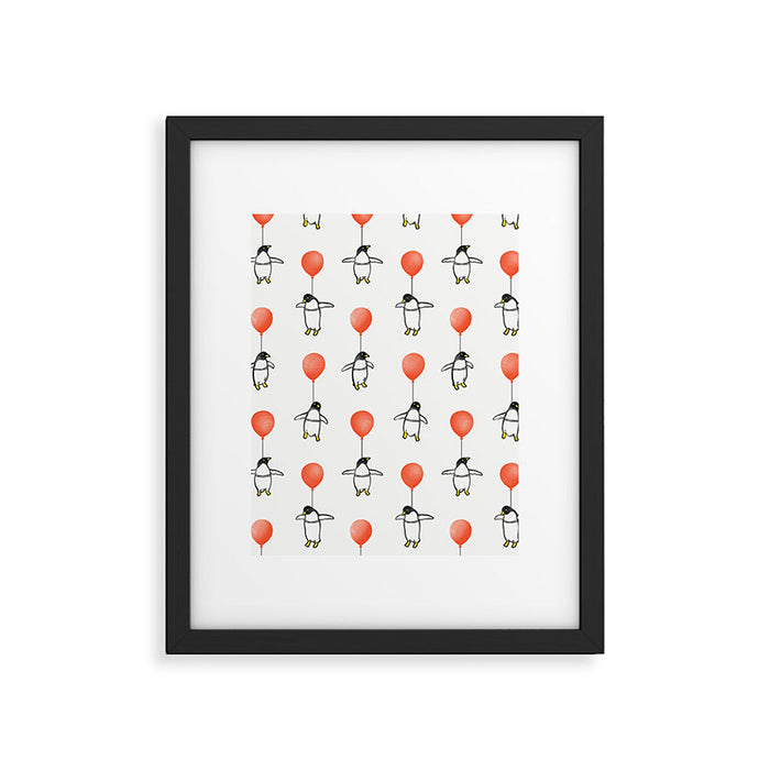 Penguin Balloons Pattern Framed Art Print Gallery Image 1