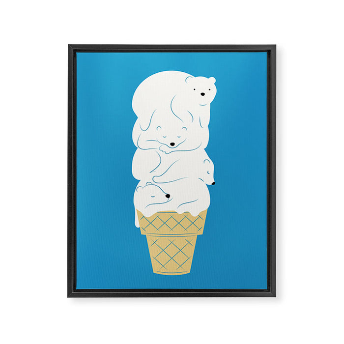 Polar Bear Ice Cream Framed Canvas Print Gallery Image 1