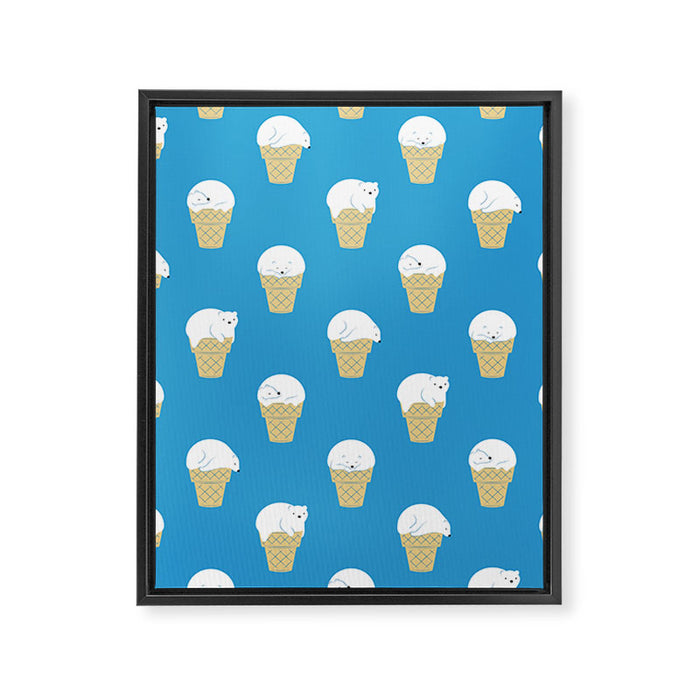 Polar Bear Ice Cream Pattern Framed Canvas Print Gallery Image 1