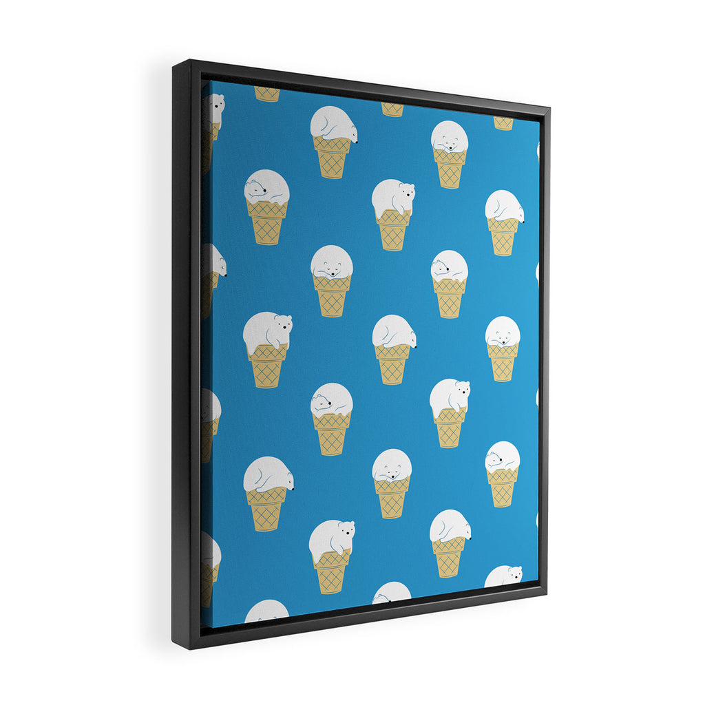 Polar Bear Ice Cream Pattern Framed Canvas Print Gallery Image 2