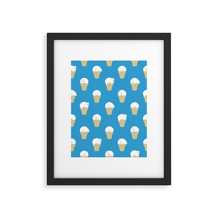 Polar Bear Ice Cream Pattern Framed Art Print Gallery Image 1
