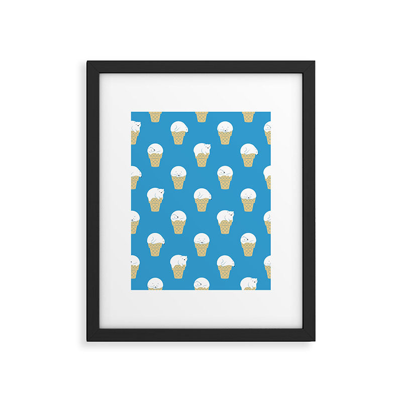 Polar Bear Ice Cream Pattern Framed Art Print Gallery Image 5
