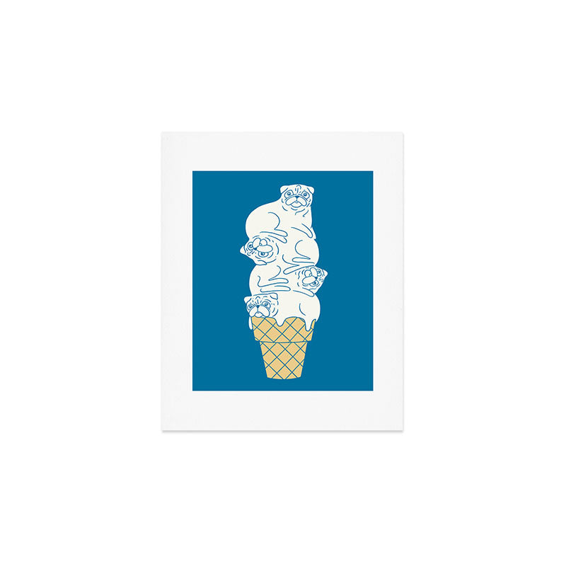 Pug Ice Cream Art Print Gallery Image 1