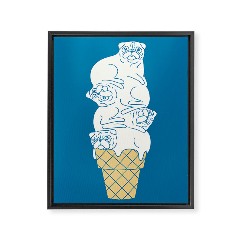 Pug Ice Cream Framed Canvas Print Gallery Image 6