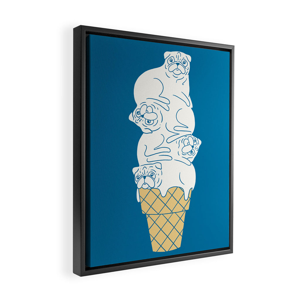 Pug Ice Cream Framed Canvas Print Gallery Image 2