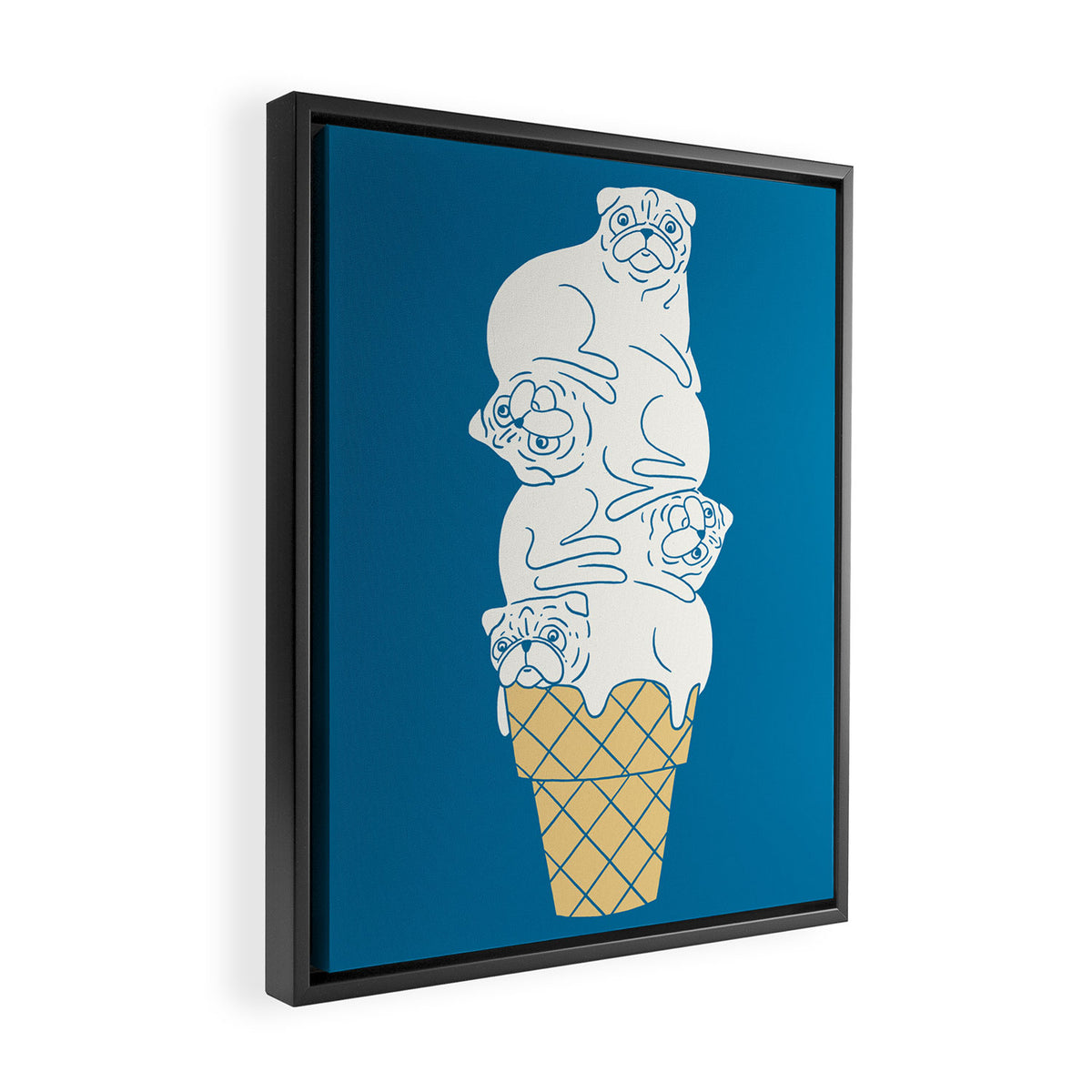 Pug Ice Cream Framed Canvas Print Gallery Image 2