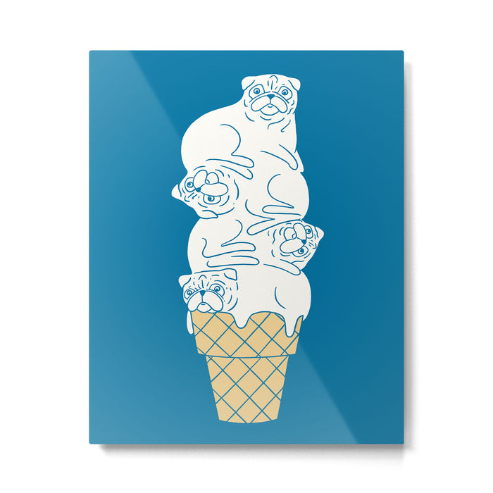 Pug Ice Cream Metal Print Gallery Image 1