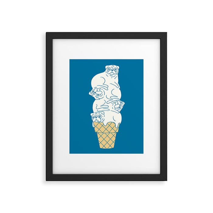 Pug Ice Cream Framed Art Print Gallery Image 1