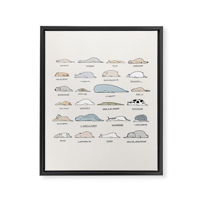 The Moody Animals (Colours) Framed Canvas Print Gallery Image 1