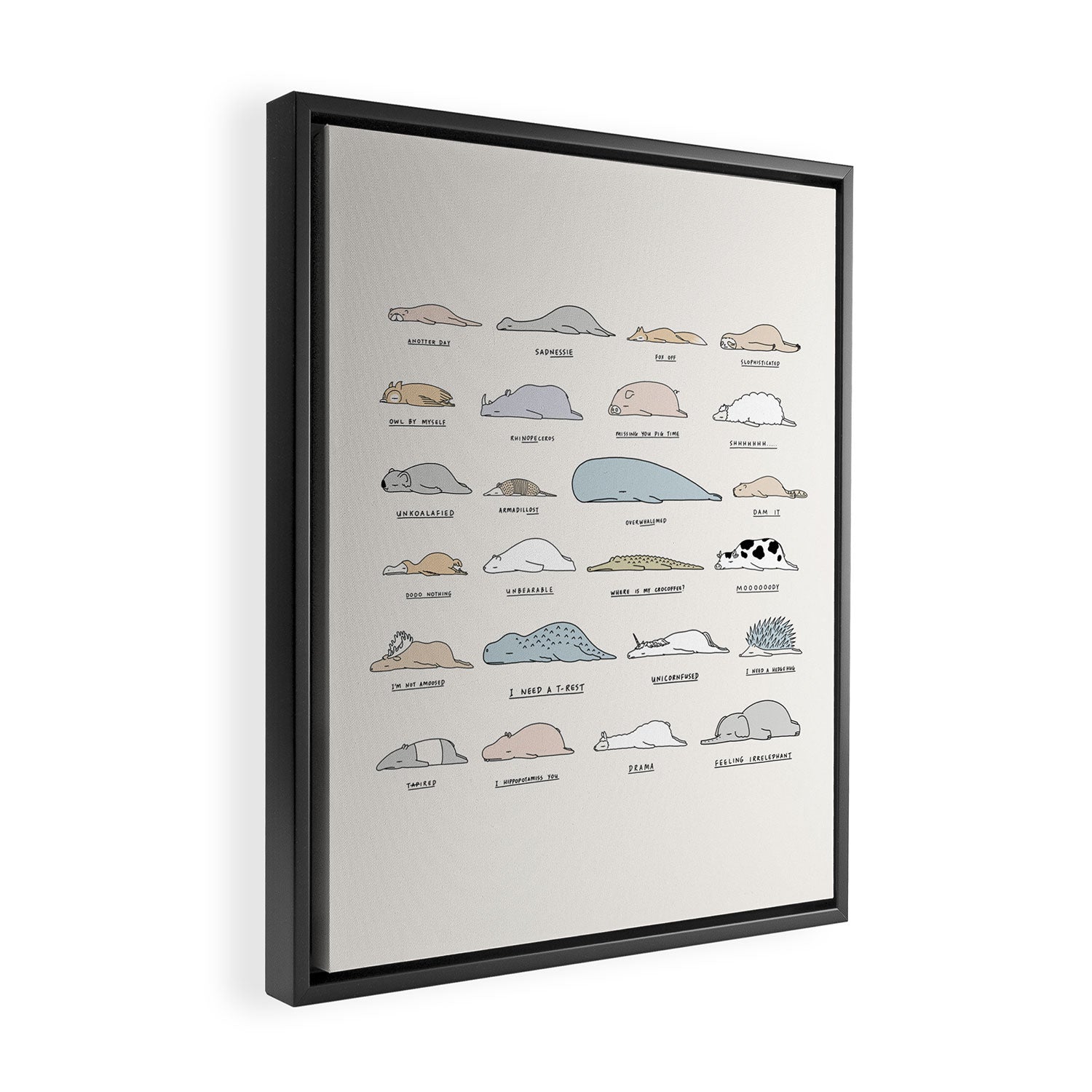 The Moody Animals (Colours) Framed Canvas Print Gallery Image 2