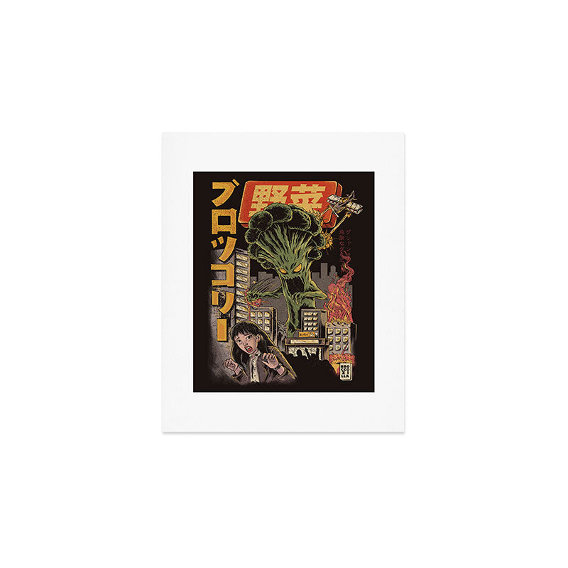 Broccozilla Black Version Art Print Gallery Image 1