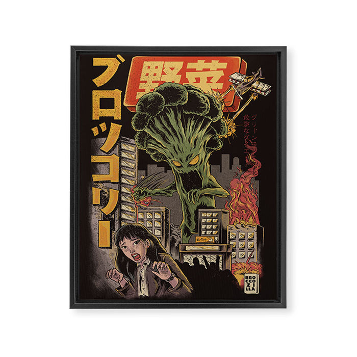 Broccozilla Black Version Framed Canvas Print Gallery Image 1