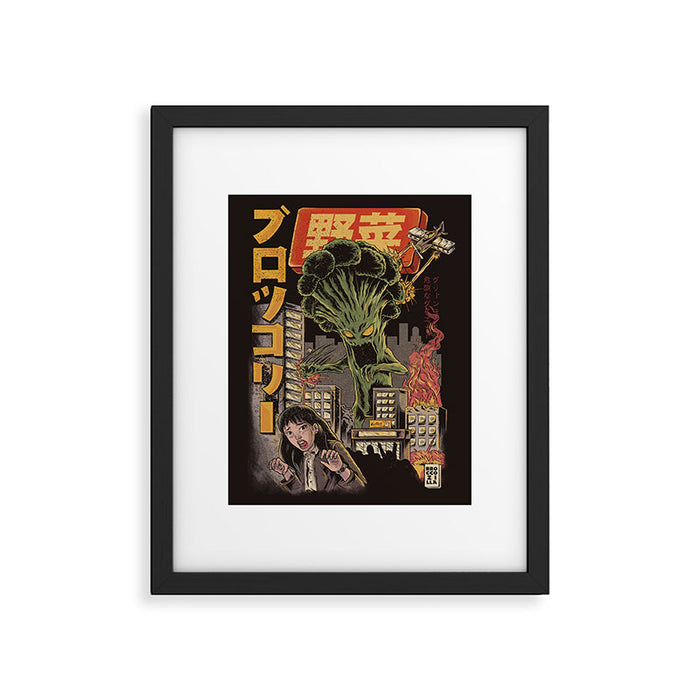 Broccozilla Black Version Framed Art Print Gallery Image 1