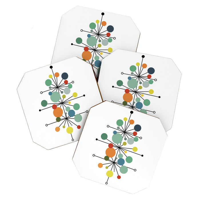 Atomic Age Nuclear Abstract Motif â Mid Century Modern Pattern Coaster Gallery Image 1