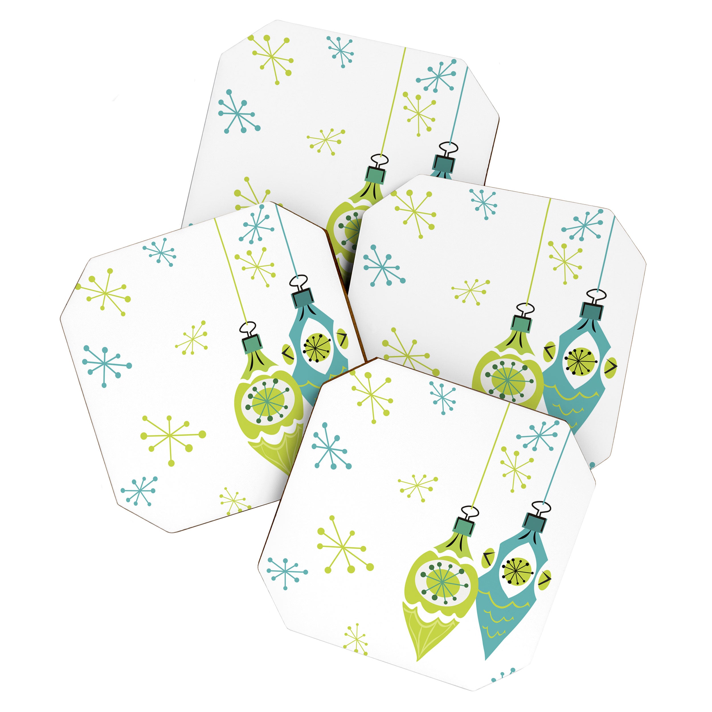 Mid Century Modern Christmas Ornaments Coaster Gallery Image 1