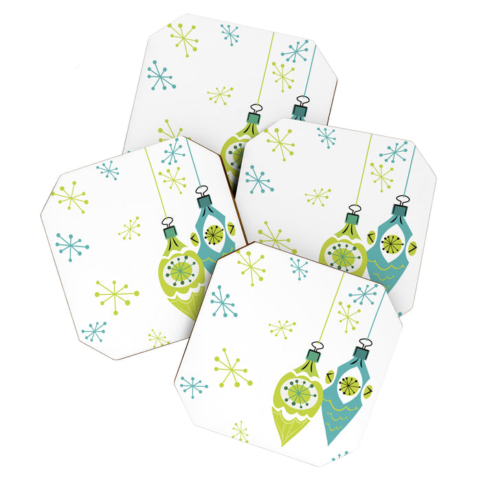 Mid Century Modern Christmas Ornaments Coaster Gallery Image 1