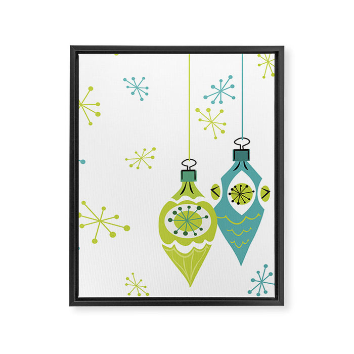 Mid Century Modern Christmas Ornaments Framed Canvas Print Gallery Image 1
