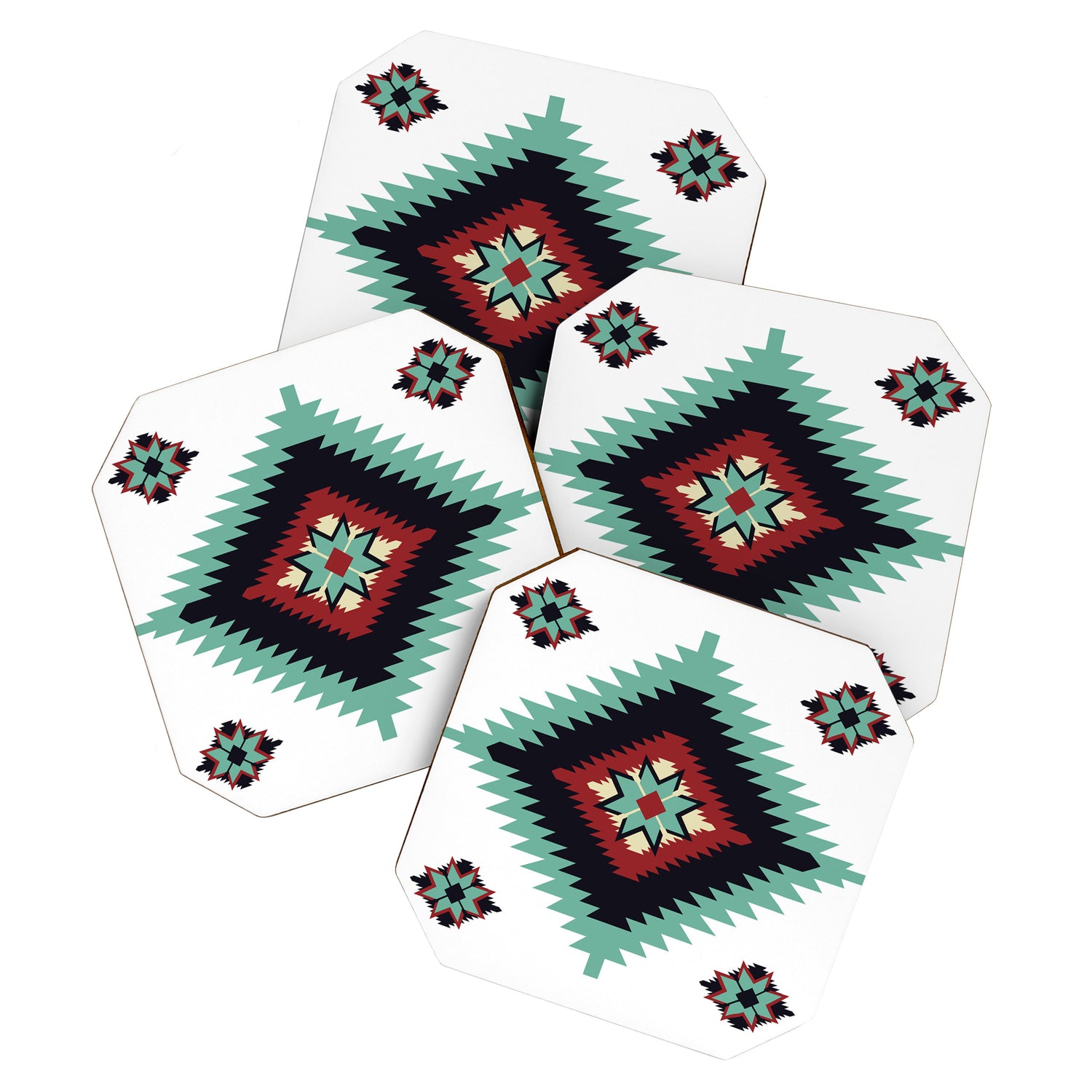 Southwest Santa Fe Geometric Tribal Indian Pattern Coaster Gallery Image 1
